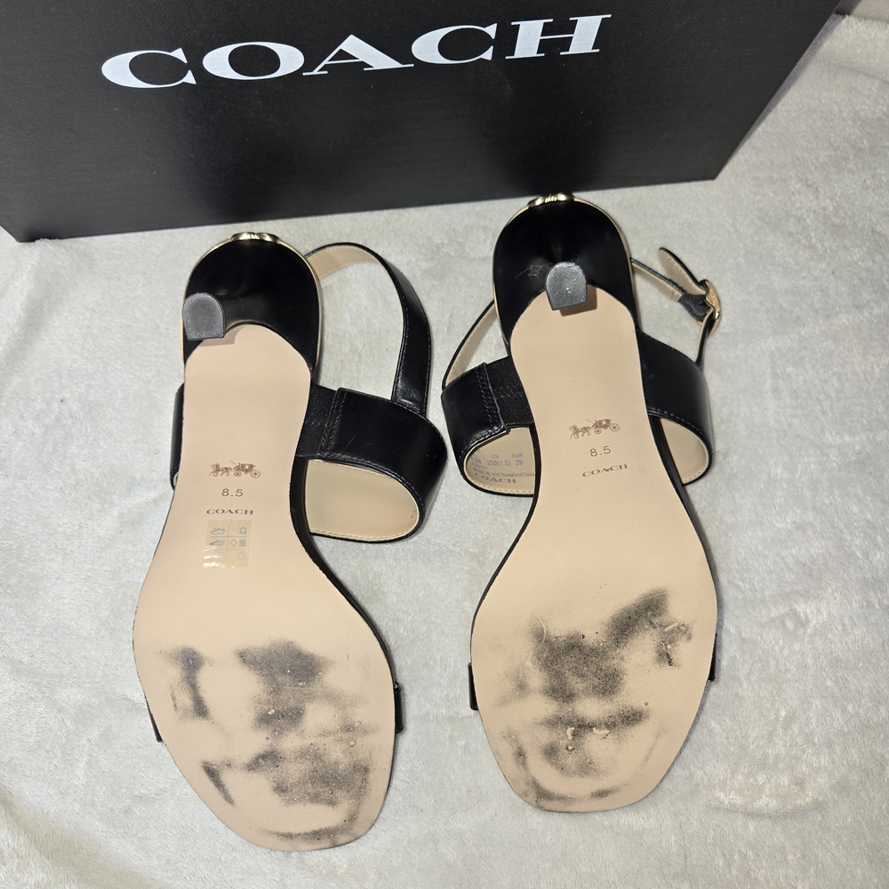 EUC Coach Rori Leather Strappy Heel Sandal – Black / Size 8.5 B  CE319 Authentic - Picture 9 of 10